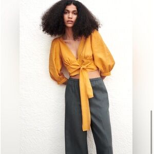 Zara NWOT gold wrap crop
